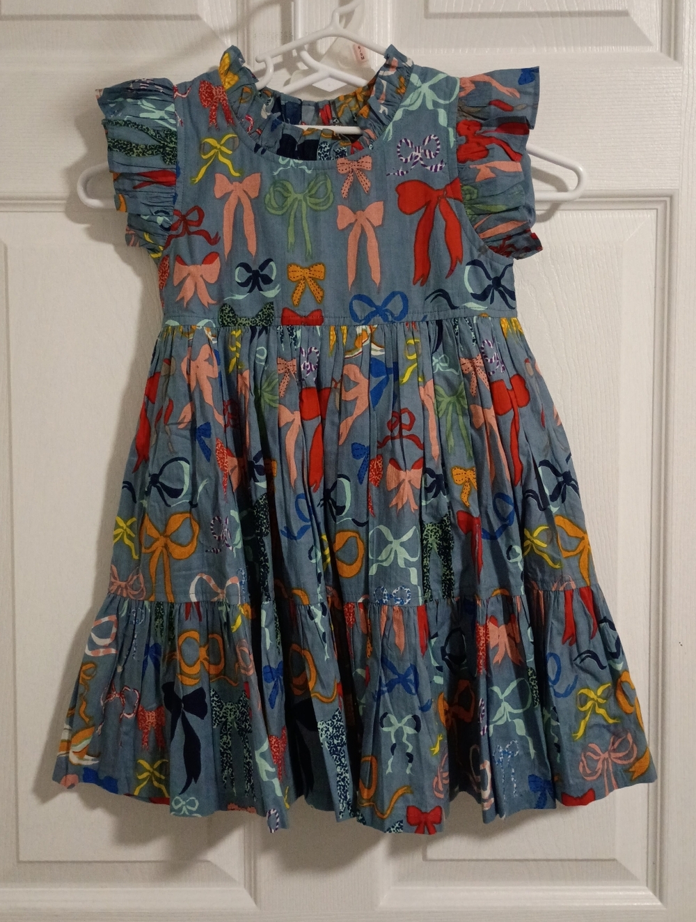Pink Chicken Girls Bows On Bows Print Ruffle-Sleeve Dress Size 4Y NWT